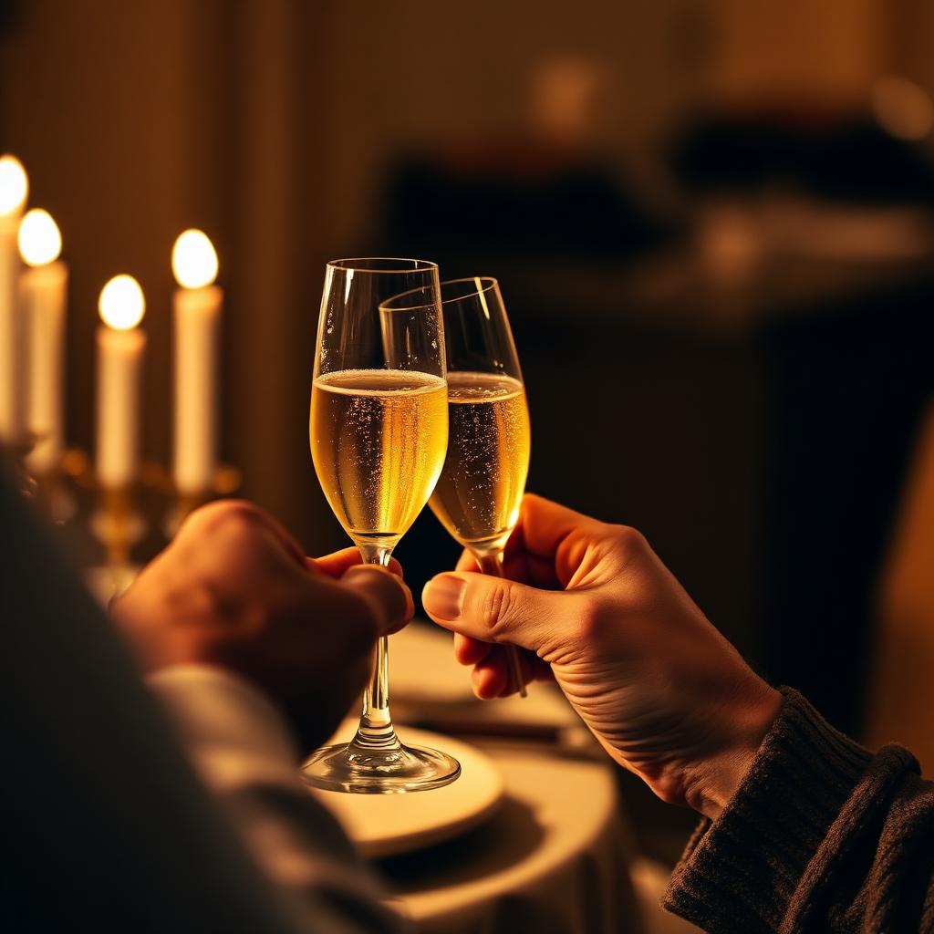 Anstoßen mit Sektgläsern bei einem festlichen Abend