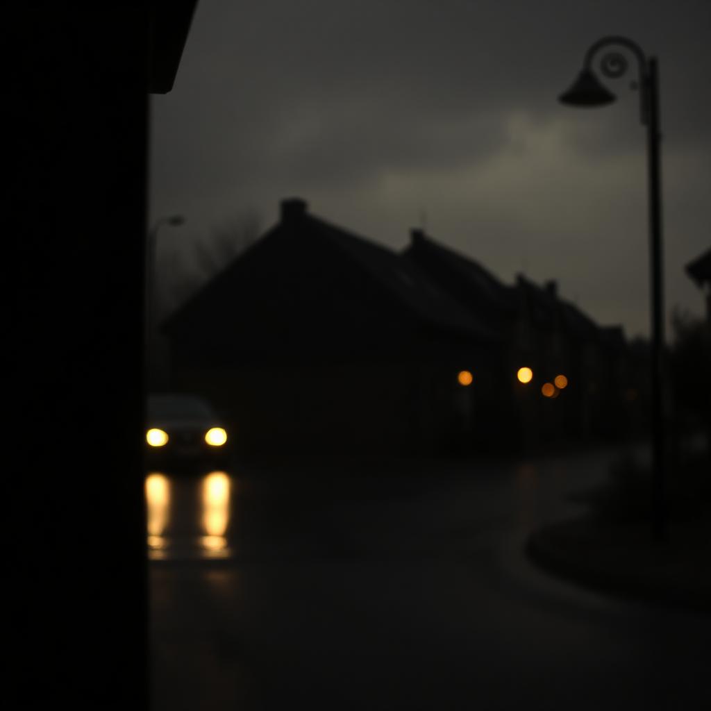 Erleuchtetes Fenster in einer regnerischen Nacht